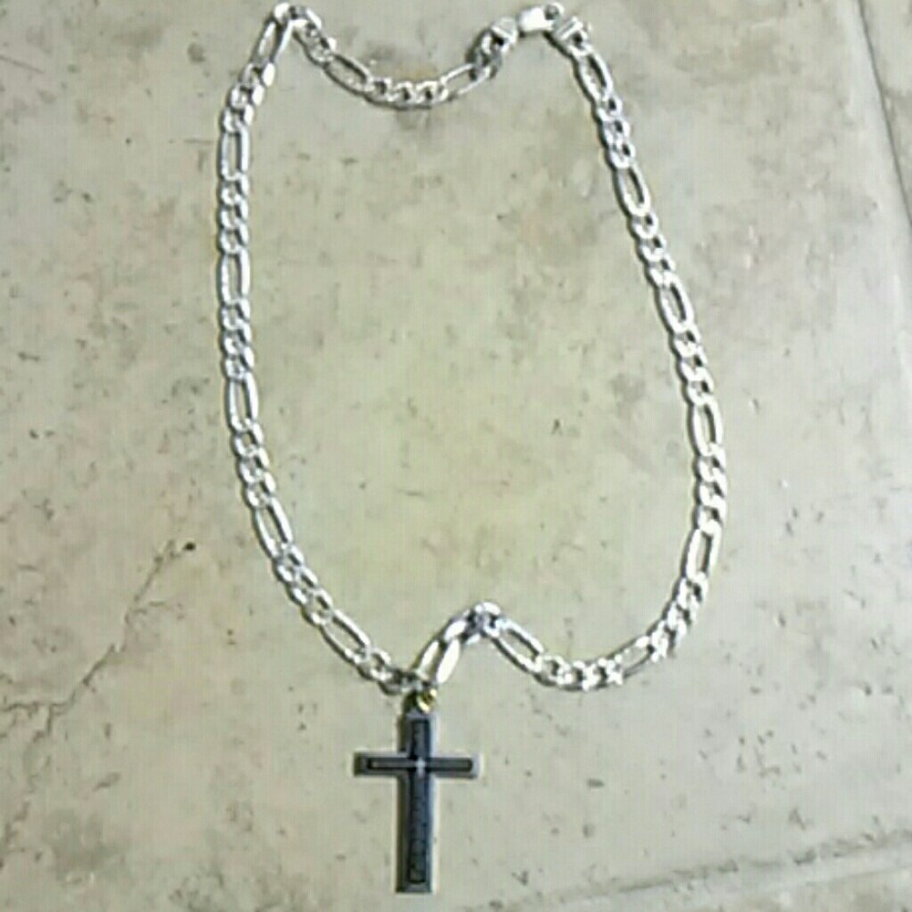 24 inch 8mm Figaro Sterling Silver chain.